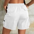 thumbnail image 3 of Yievot Cargo Shorts for Women Drawstring Elastic Waist Summer Outdoor Hiking Shorts with Zipper Pockets, 3 of 5