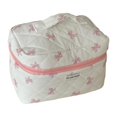 thumbnail image 1 of Bolsa de maquillaje, bolsa organizadora de artículos de tocador, bolsa versátil, organizador de maquillaje estético, bolsa de cosméticos con lazo para rosa, 1 of 8