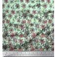 thumbnail image 2 of Soimoi Green Rayon Fabric Leaves & Artistic Pink Floral Panel Printed Craft Fabric by The Yard 56 Inch Wide, 2 of 3