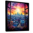 thumbnail image 2 of Designart "Urban View through Los Angeles Window II" Floral Framed Wall Art - Traditional Yellow Window Hallway Framed Wall Art Decor, 2 of 6