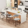 thumbnail image 2 of Mid Century Modern Kitchen Bar Stools Set of 6, Counter Height Stools with Curved Back and Wooden Frame,Upholstered Seat Lightgrey, 2 of 9