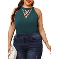 thumbnail image 3 of Gvmfive Womens Plus Size Tank Tops Helter Neck Sleeveless Hollow Tunic Summer Shirt, 3 of 4