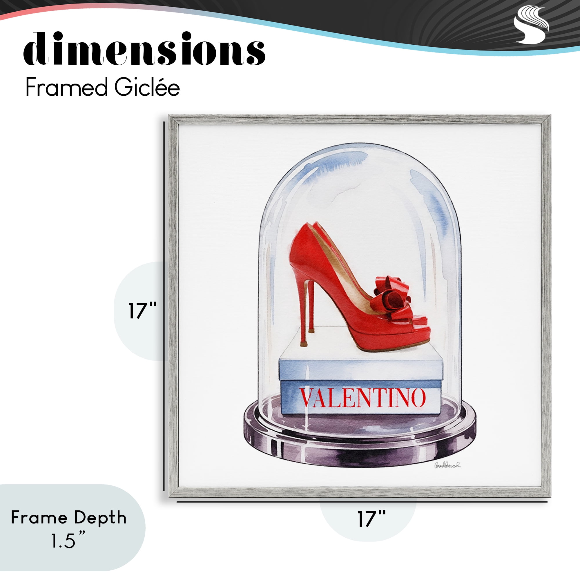 Stupell Industries Red Heels in Bell Jar Gray Framed Giclee Art, design by Amanda Greenwood