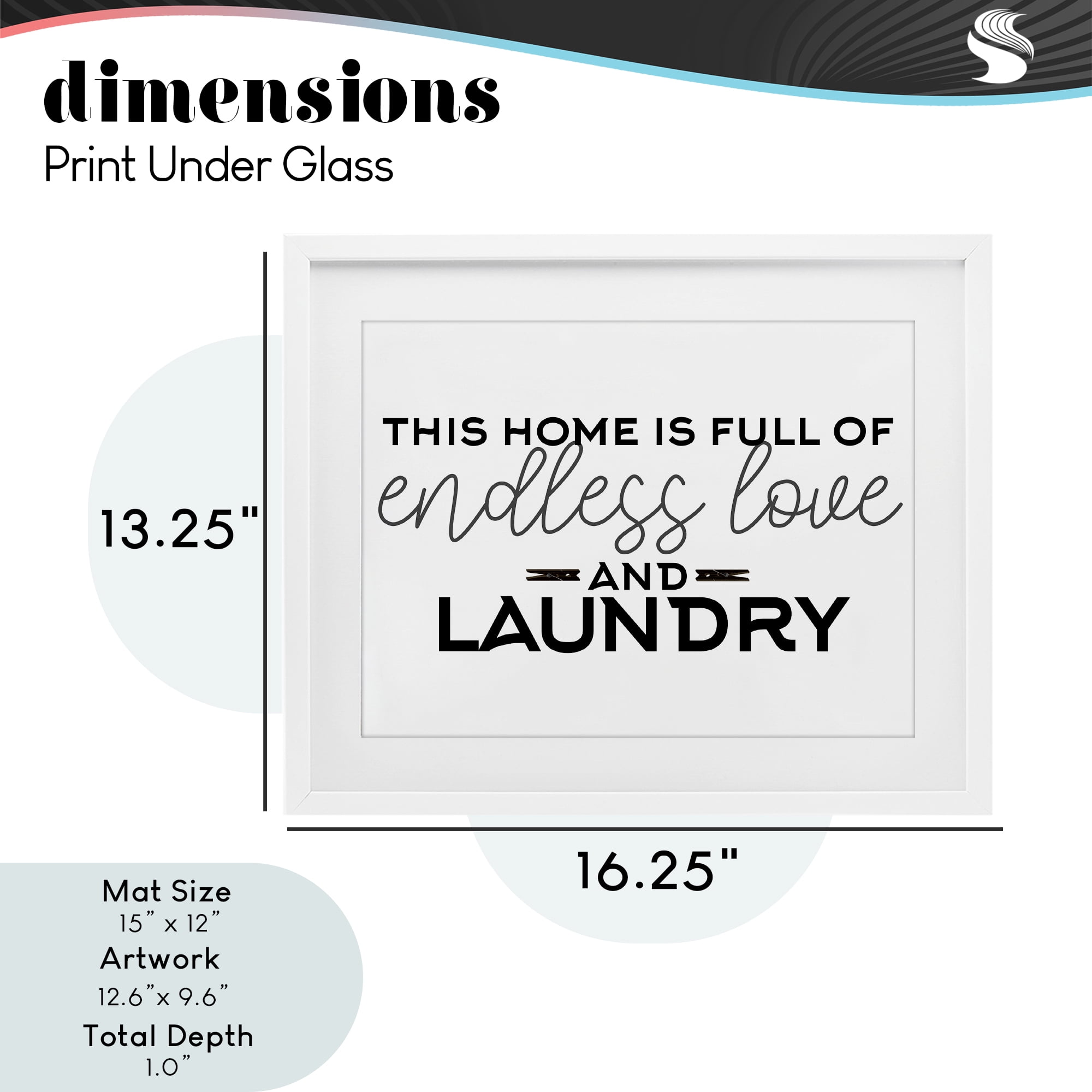 Endless Love & Laundry Minimal White Framed Print Under Glass, design by Kim Allen