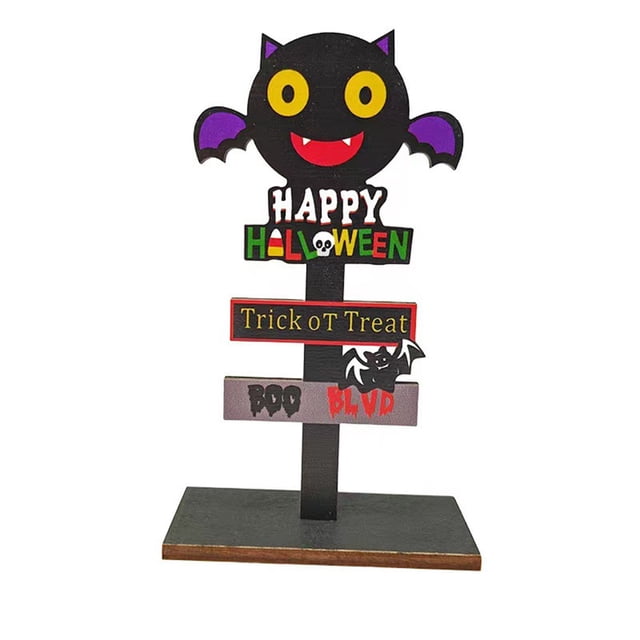 Harpily Desktop Decor Wooden Halloween Pumpkin Festive Atmosphere Decoration Table Card Decorations Creative Halloween Decorations.