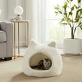 thumbnail image 5 of Best Friends by Sheri Meow Hut Fur Dome Pet Bed – Covered Cat Cave for Cats & Small Dogs up to 15 lbs, Faux Fur Hideaway with Water-Resistant Bottom, Machine Washable, Ivory, 5 of 5