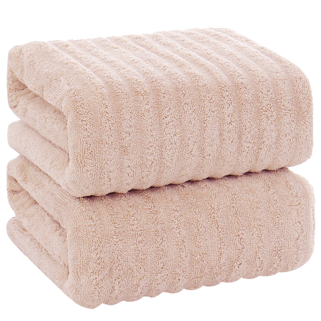 2Pack 100 Cotton Ribbed Textured Absorbent Bath Towels 27" x 55" Pink