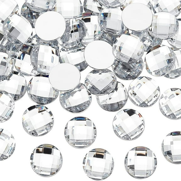 1box 80 pcs 25mm Flat Back Round Acrylic Rhinestone Gems with Container & Bags Clear Circle Crystals Bling Jewels Acrylic Jewels Embelishments for Costume Making Cosplay Jewels Crafts