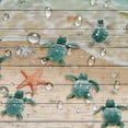 thumbnail image 5 of Sea Turtle Shower Curtain Kids, Turtles and Starfish at Ocean Sandy Beach on Rustic Vintage Teal Wood Board Farmhouse Shower Curtain for Bathrrom, Sea Creatures Nautical Life Bath Curtain, 70"X70", 5 of 6