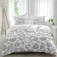 thumbnail image 2 of Boho Grey Floral Bedding 3 Piece Duvet Cover Set Queen Size, Vintage Farmhouse Paisley Plant Leaf Soft Microfiber Comforter Cover with Zipper Closure & Pillowcases, FadeResistant Quilt Cover, 2 of 9