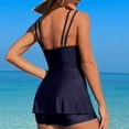 thumbnail image 4 of ZZwxWA Womens Swim Skirt Color Block Two Piece Swimsuit Bottoms Side Slit Skirted Swimsuit Swim Skorts with Built-in Briefs, 4 of 4