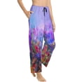 thumbnail image 2 of Uemuo Colorful Purple Cosmos Flower Pattern Women's Wide Leg Palazzo Lounge Pants with Pockets Light Weight Loose Comfy Casual Pajama Pants-, 2 of 9
