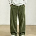 thumbnail image 2 of SGFCWSX Boys Wide Leg Pants, Loose Fit Corduroy Elastic Waist Casual Trousers for School Streetwear Outfits Army Green Size 10, 2 of 9