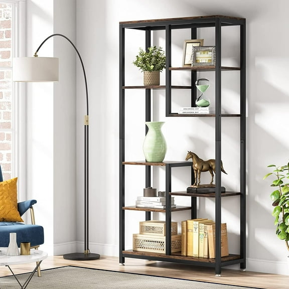 Tribesigns 6-Tier Tall Bookshelf Bookcase, Industrial 8-Shelf Open Bookcase Storage Display Book Shelves for Living Room, Home Office
