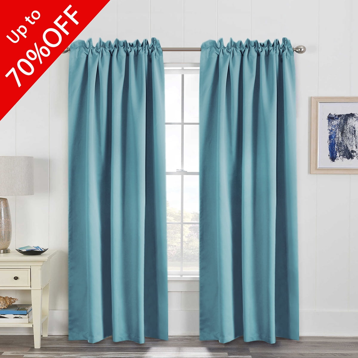 Blackout Curtains, Back Tab / Rod Pocket Thermal Insulated 2 Panels
