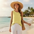 thumbnail image 6 of Tank Tops for Women Round Neck Linen Style Sleeveless Casual Blouse Womens Tops for All Season Daily Wear, 6 of 6