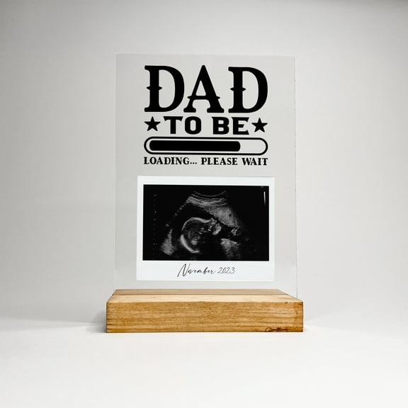Custom Wood Table Desk Stand Happy Father's Day First Time New Dad New Father Gift, Husband Pregnancy Announcement, from Bump to Daddy To Be