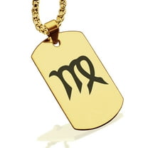 Stainless Steel Virgo Zodiac Sign (Maiden) Dog Tag Pendant Necklace