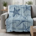thumbnail image 2 of Navy Blue Starfish Blanket Soft Cozy Warm Throw Blanket for Couch, Plush Fuzzy Flannel Fleece Blankets for Sofa, Coastal Ocean Summer Sea Nautical Bed Blankets Lightweight Gifts for Women, 50"x60", 2 of 9