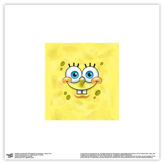 Gallery Pops Nickelodeon SpongeBob SquarePants - Happy Face Wall Art, Unframed Version, 12" x 12"