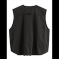 thumbnail image 4 of Chaleco Informal con Cremallera para Mujer, Estilo Cargo, Extragrande, con Dobladillo Fruncido, Sin Mangas, Chaquetas y Tops. Negro S, 4 of 7