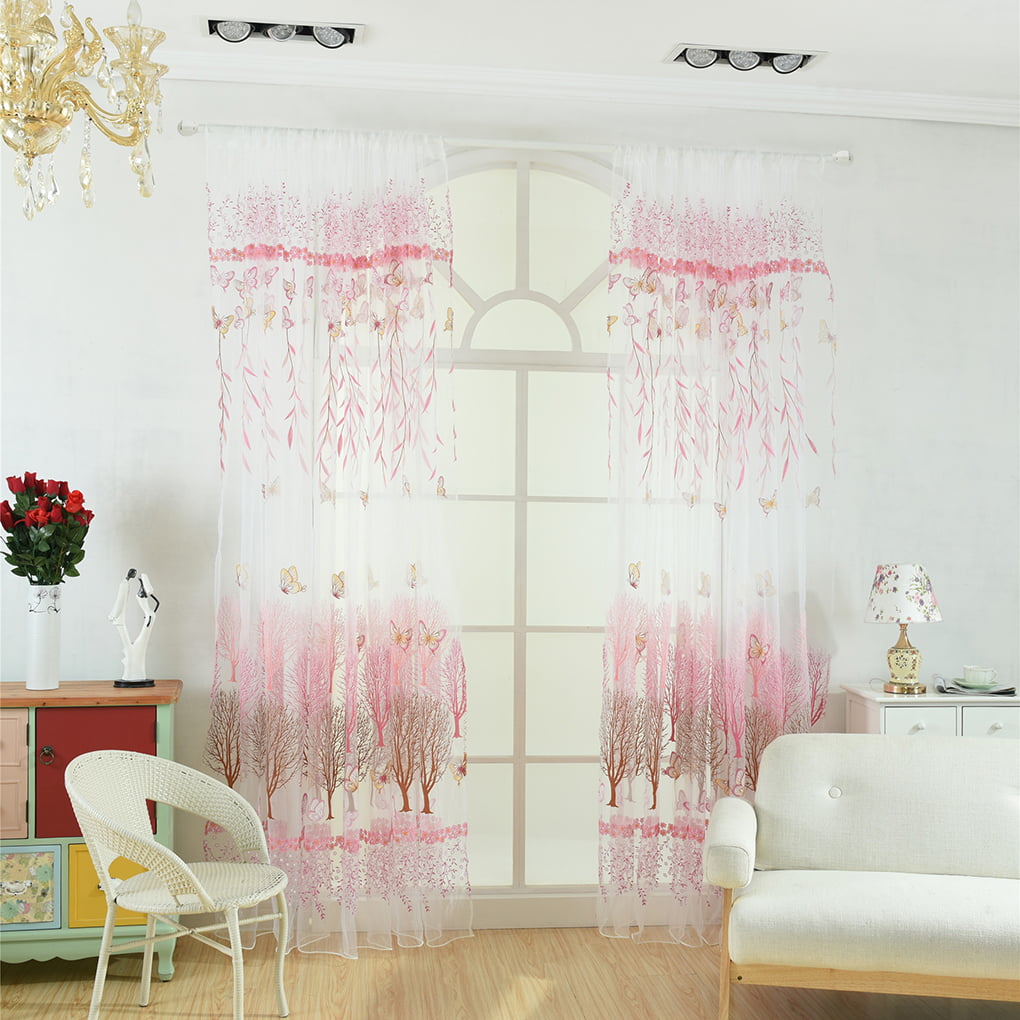 1 Sheer Natural Willow Curtain Panel Window Treatment Balcony Tulle Room Divider 