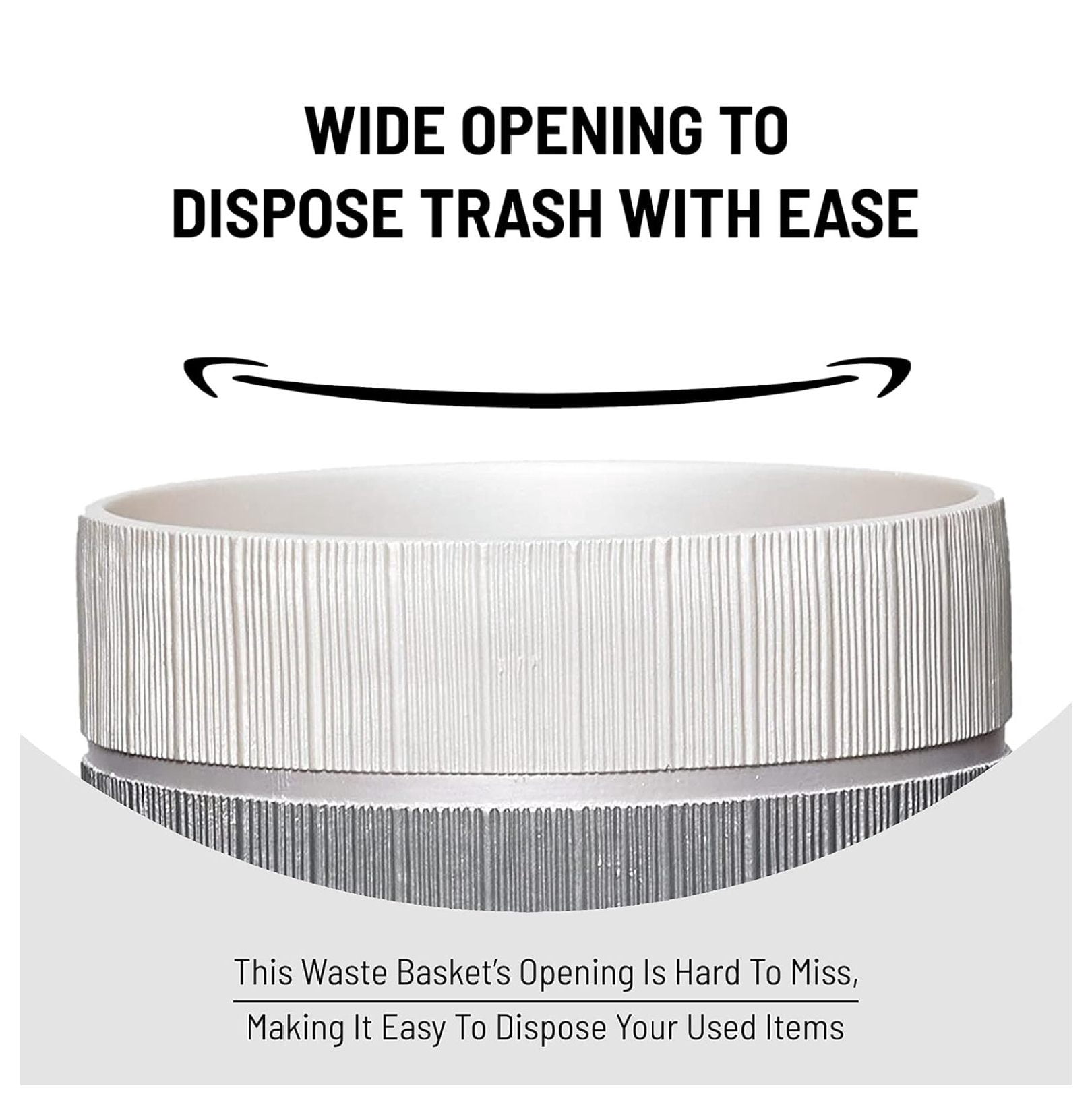 Trash Can for Bathroom, Office, Bedroom - Cute Mini Garbage Bin for Dorms, Desk, and Restroom - Medium Recycling Baskets for Waste and Trash - Compact Wastebasket for Toilets and Rooms, Modern Line