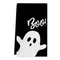 Halloween Kitchen Towels Set of 2, 15.75x23.62 Inch Spooky Ghost Pumpkin Bats Dish Towels, Absorbent Boo Trick or Treat Hand Towels for Holiday Decor, Jack-O-Lantern Themed Dishcloths for Home