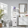thumbnail image 3 of Tcbosik Corner Storage Cabinet with Door and Open Shelves, Freestanding Toilet Paper Cabinet for Bathroom, White, 3 of 9