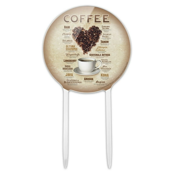 Acrylic Coffee From Around the World Love Beans Cake Topper Party Decoration for Wedding Anniversary Birthday Graduation