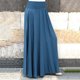 thumbnail image 2 of Gibobby faldas largas de mujer casuales Falda plisada con cintura elástica a la moda para mujer, faldas largas sueltas acampanadas Vintage(Azul， XXL), 2 of 2