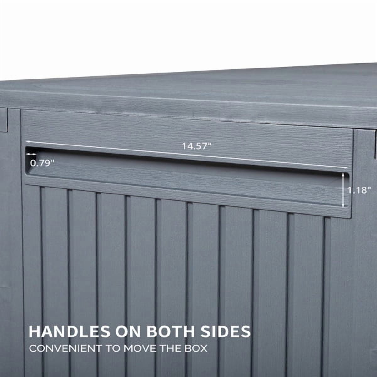 90GAL Outdoor Garden Storage Box with Wheels Weatherproof UV-Resistant Plastic Lockable Seat for Cushions Tools Toys Grey