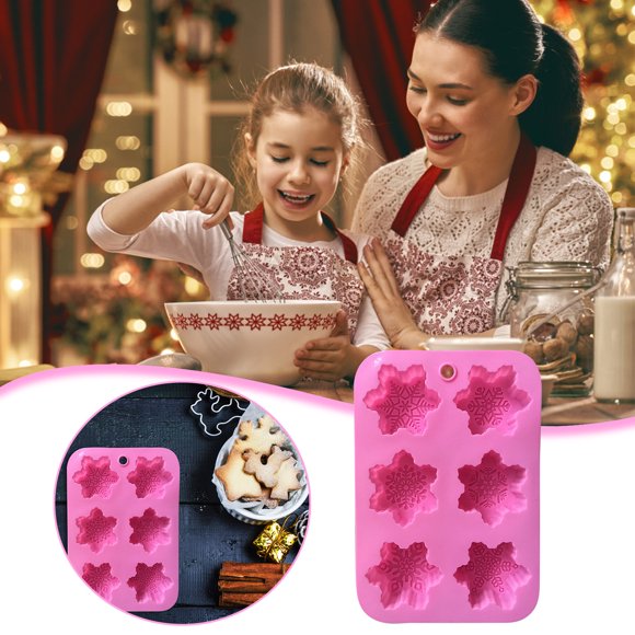 Binwennn Mdgfge Christmas Snowflakes Silicone Soaps For Christmas Baking Cake Pans Cookie Tray Handmade Chocolate Candy Party Holiday Candle Bath Bomb Decoration Supplies Vegetable Lunch Notes for
