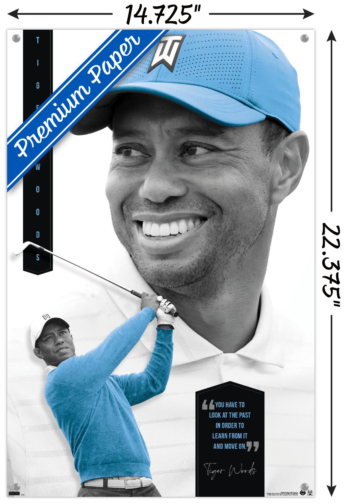 Tiger Woods - Learn From It Wall Poster with Push Pins, 14.725" x 22.375"