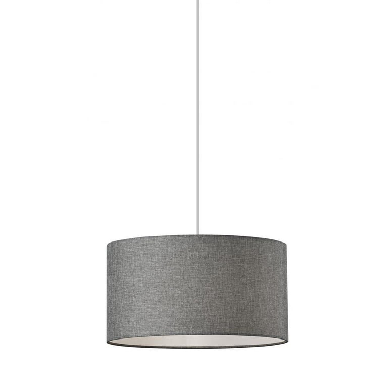 Heather Grey Fabric Shade Electric Drum Pendant Heather Grey Fabric Shade Electric Drum Pendant