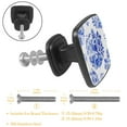 thumbnail image 2 of 4 Pcs Cabinet Handle Drawer Pulls Blue Flower and Bird Knobs with Screws Square Furniture Office Cabinet Knob Decoration, 2 of 5