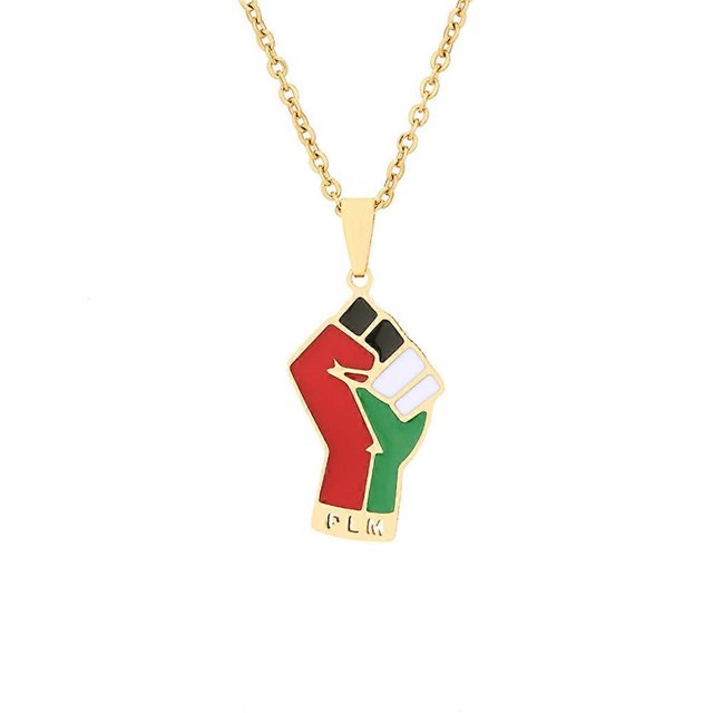 Gold Palestine Flag Necklace Jewelry For Women