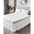 thumbnail image 4 of Pink Flowers Wrap Around Bed Skirts for King Bed 18" Drop,Bed Skirt with Adjustable Elastic Belt Dust Ruffle Bed Valance for Bedroom Hotel Luxury Cartoon Botanical Floral Vines Leaves Bed Frame Cover, 4 of 7