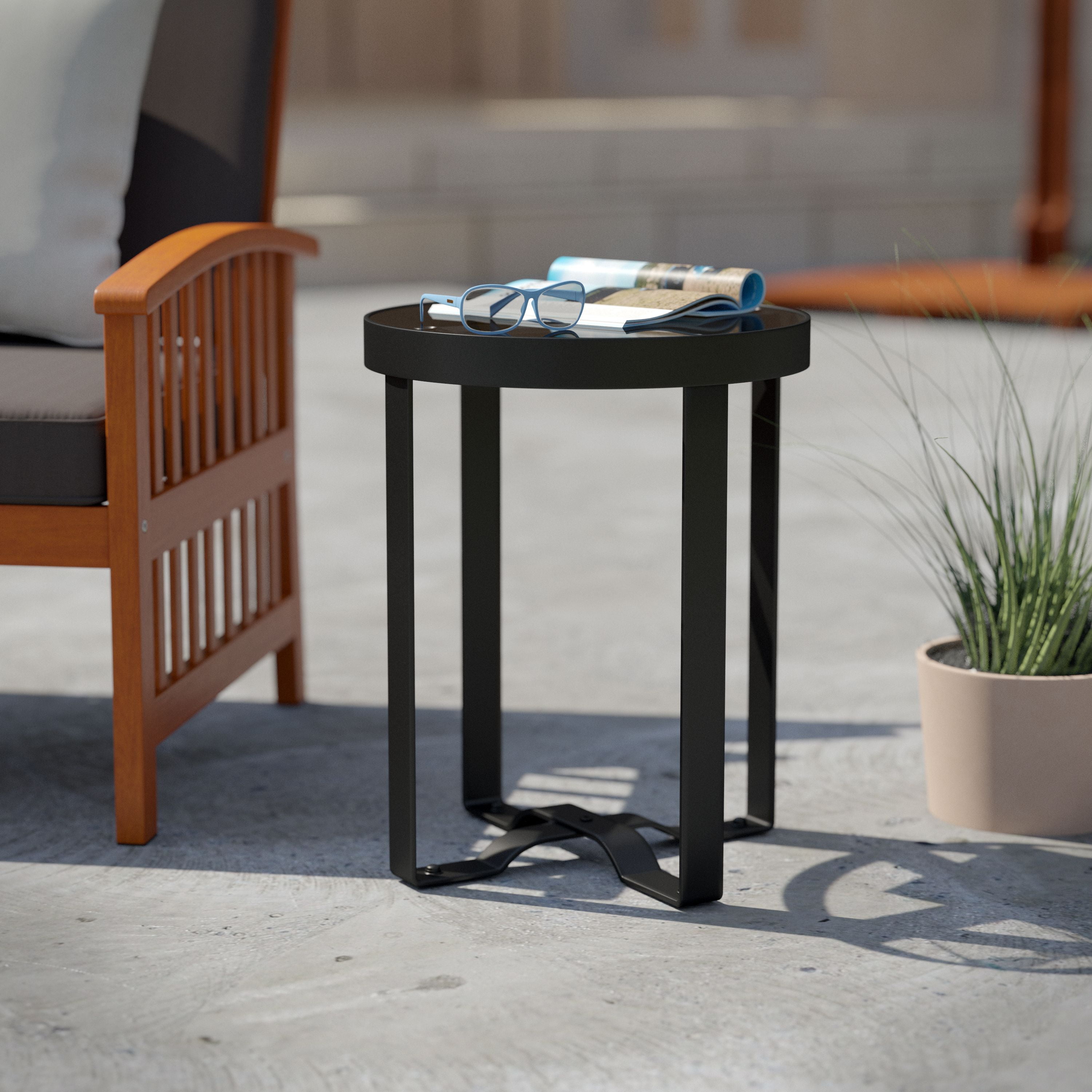 black outdoor side tables