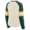 thumbnail image 3 of Women's Fanatics Cream/Green Green Bay Packers Hometown Gridiron Hero Raglan Lace-Up V-Neck Long Sleeve T-Shirt, 3 of 3