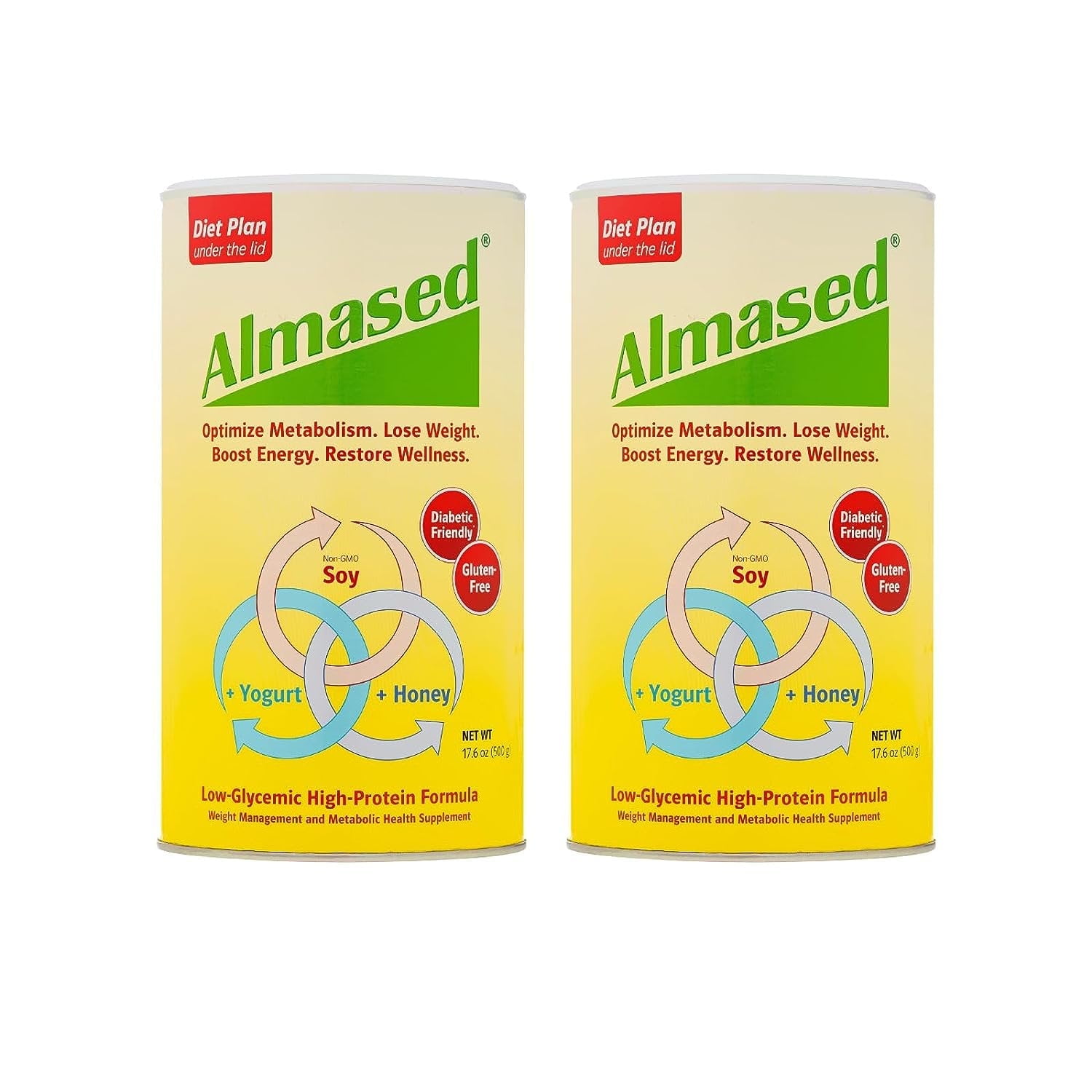 Almased Meal Replacement Shake - Low-Glycemic High Plant Base Protein Powder- Nutritional Weight Health Support Supplement - Original Flavor - 17.6 oz