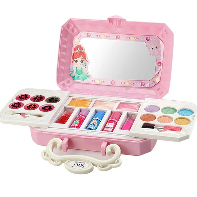 YOPTOP Kids Cosmetic Set Make Up Toys Kit Portable Baby Children Cosmetics Beauty Mini Box Infant Girl Play House Makeup Toys Princess Make Up Set Realistic Makeup Toy Gifts for Kids Infant Girl