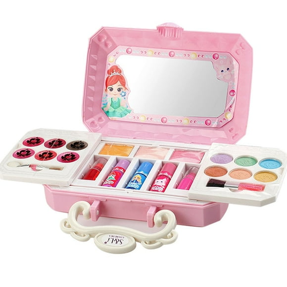 Ensemble Cosmétique pour Enfants Kit de Jouets de Maquillage Portable Bébé Enfants Cosmétiques Beauté Mini Boîte Bébé Fille Maison de Jeu Jouets de Maquillage Princesse Ensemble de Maquillage Réaliste Jouet de Maquillage Cadeaux pour Enfants Bébé Fille