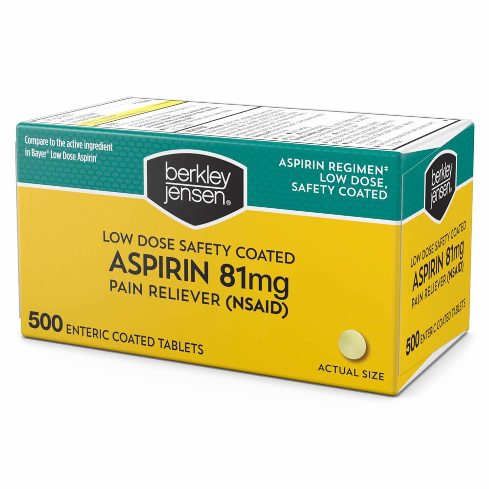 Berkley Jensen 81mg Low Dose Safety Coated Aspirin, 500 ct. Walmart