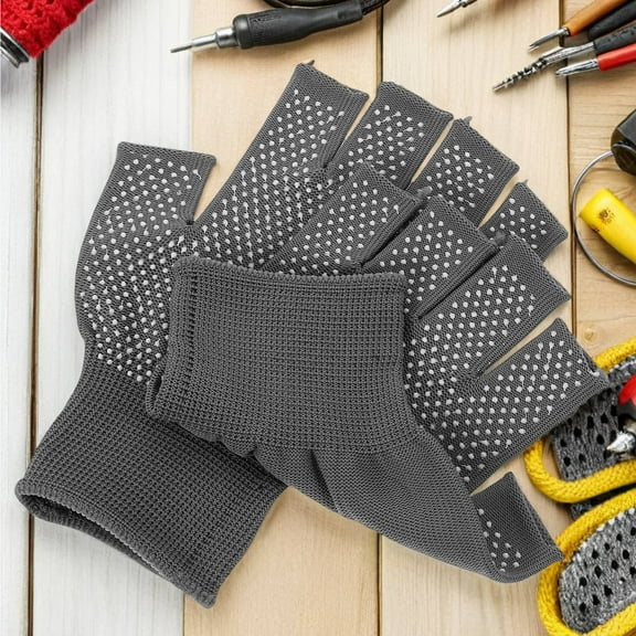 LULULION 5 Pairs Work Gloves For Cold Weather Grey Warm Winter Gloves For Hiking