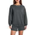 thumbnail image 4 of nvzhuang Women Workout Outfits Set Pullover Sweatshirt and Running Shorts with Pockets, 4 of 9