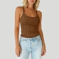 thumbnail image 3 of Womens Tank Tops Scoop Neck Sleeveless Ribbed Knit Basic Tees Slim Fitted Summer Casual Cami Shirts,Coffee,S, 3 of 8