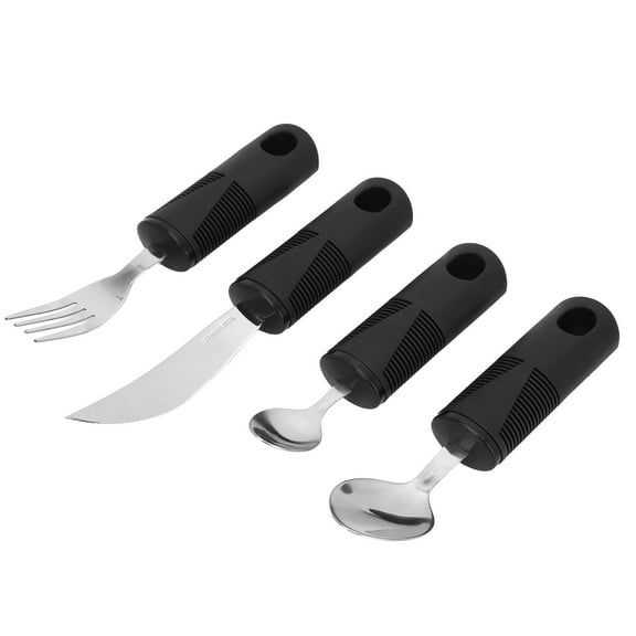 Eotvia WL 4 Piece Weighted Utensils, Stainless Steel With Rubber Handles