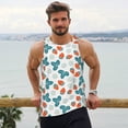 thumbnail image 6 of Uemuo Floral Strawberr Pattern Men's Muscle Shirts Sleeveless Dry Fit Gym Workout Tank Top Lightweight Sports Tank Top Beach Tank Top, Loose-fit Sleeveless Shirt-Large, 6 of 7