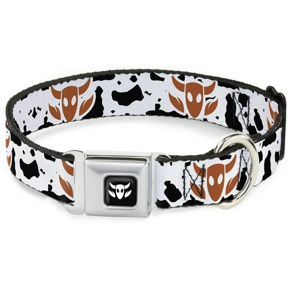 Disney Pet Collar, Dog Collar Metal Seatbelt Buckle, Toy Story Woody Bounding Cowboy Bull Cow White Black Brown, 9.5 to 13 Inches 1.0 Inch Wide